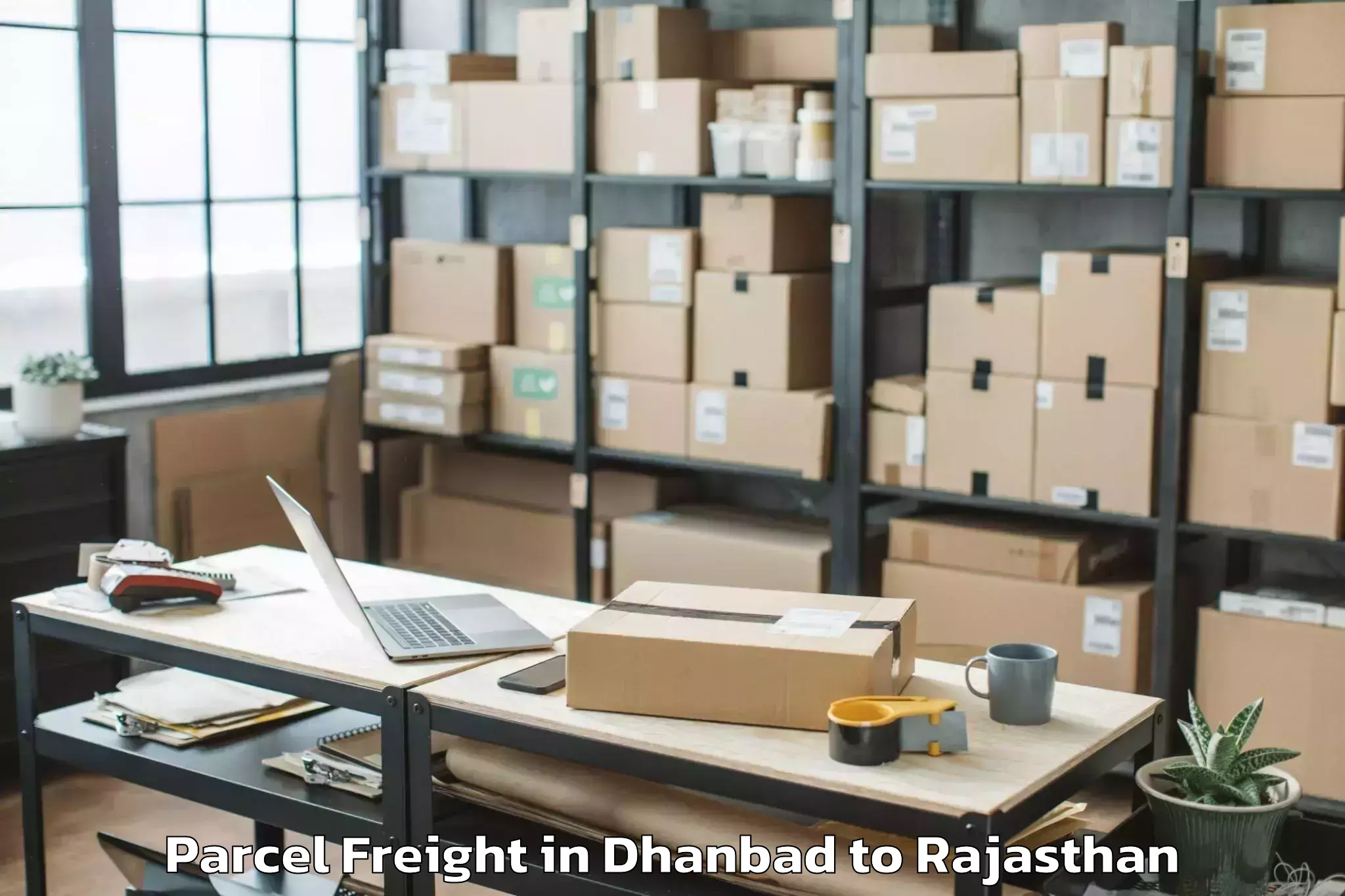 Book Dhanbad to Abhaneri Parcel Freight Online